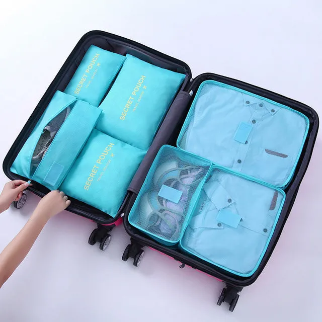 1 Set 7PCS High Quality Oxford Cloth Travel Mesh Bag In Suitcase Luggage Organizer Packing Cube