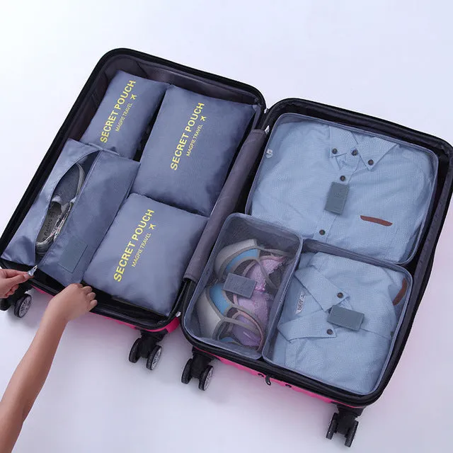 1 Set 7PCS High Quality Oxford Cloth Travel Mesh Bag In Suitcase Luggage Organizer Packing Cube