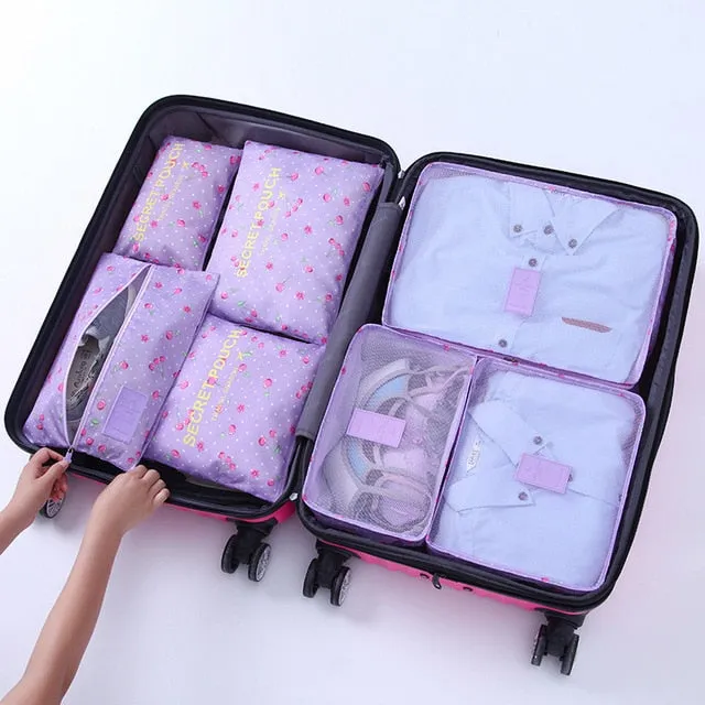 1 Set 7PCS High Quality Oxford Cloth Travel Mesh Bag In Suitcase Luggage Organizer Packing Cube