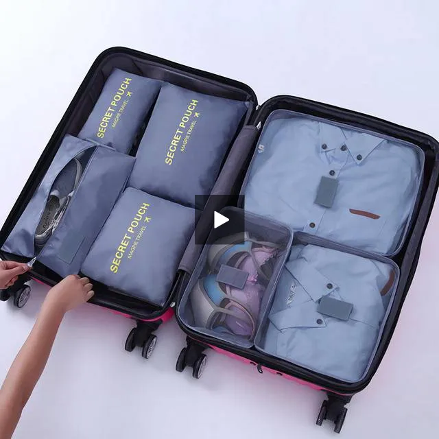 1 Set 7PCS High Quality Oxford Cloth Travel Mesh Bag In Suitcase Luggage Organizer Packing Cube