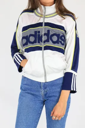 Adidas Zip Track Jacket White/Blue/Yellow Medium