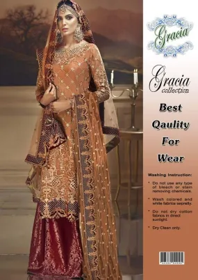 Anaya Chiffon Dresses - Embroidered Net Dupatta - Replica - Unstitched