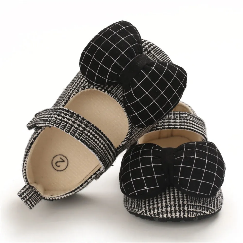 Baby Girls Plaid Bow Magic Tape Shoes Wholesale Childrens Shoes