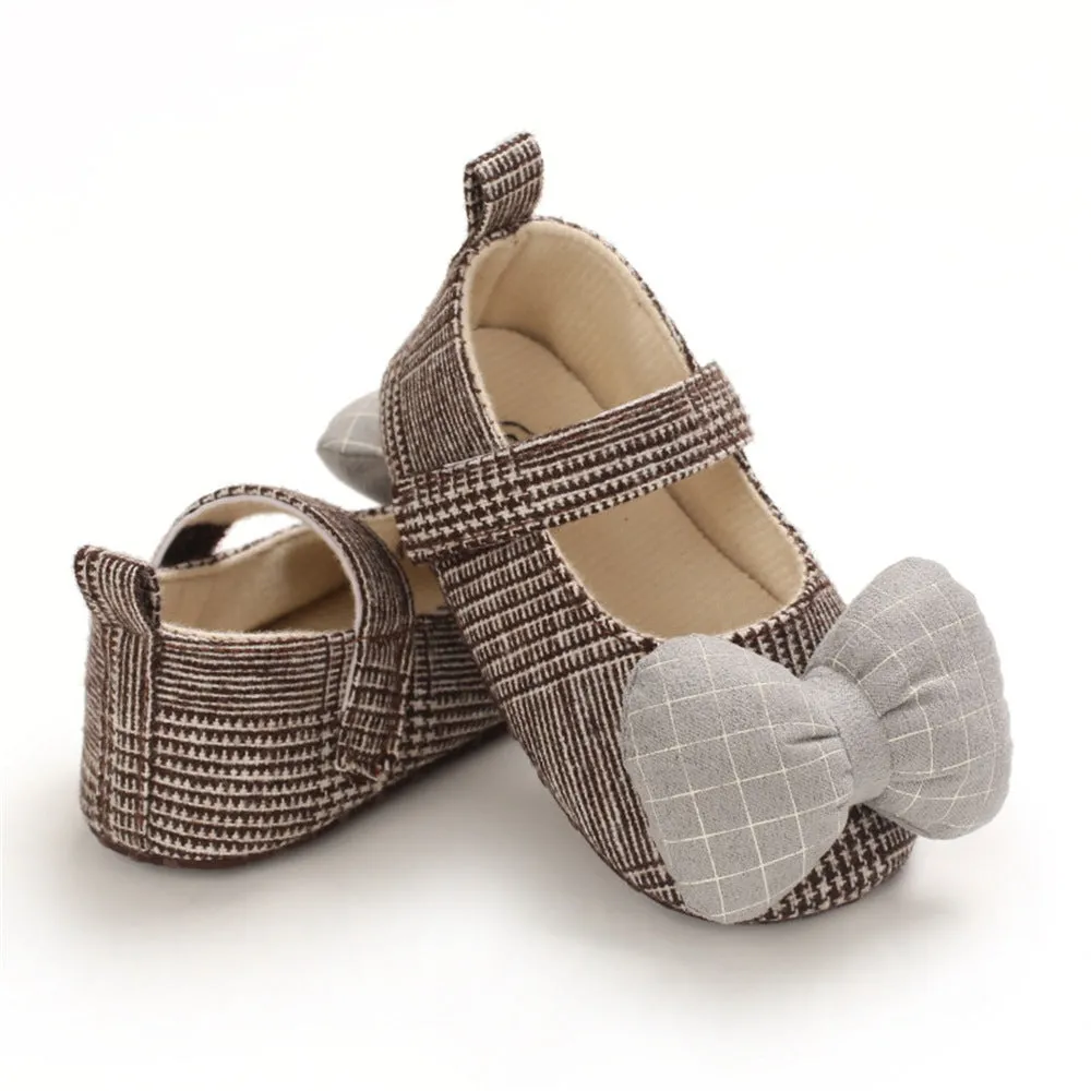 Baby Girls Plaid Bow Magic Tape Shoes Wholesale Childrens Shoes