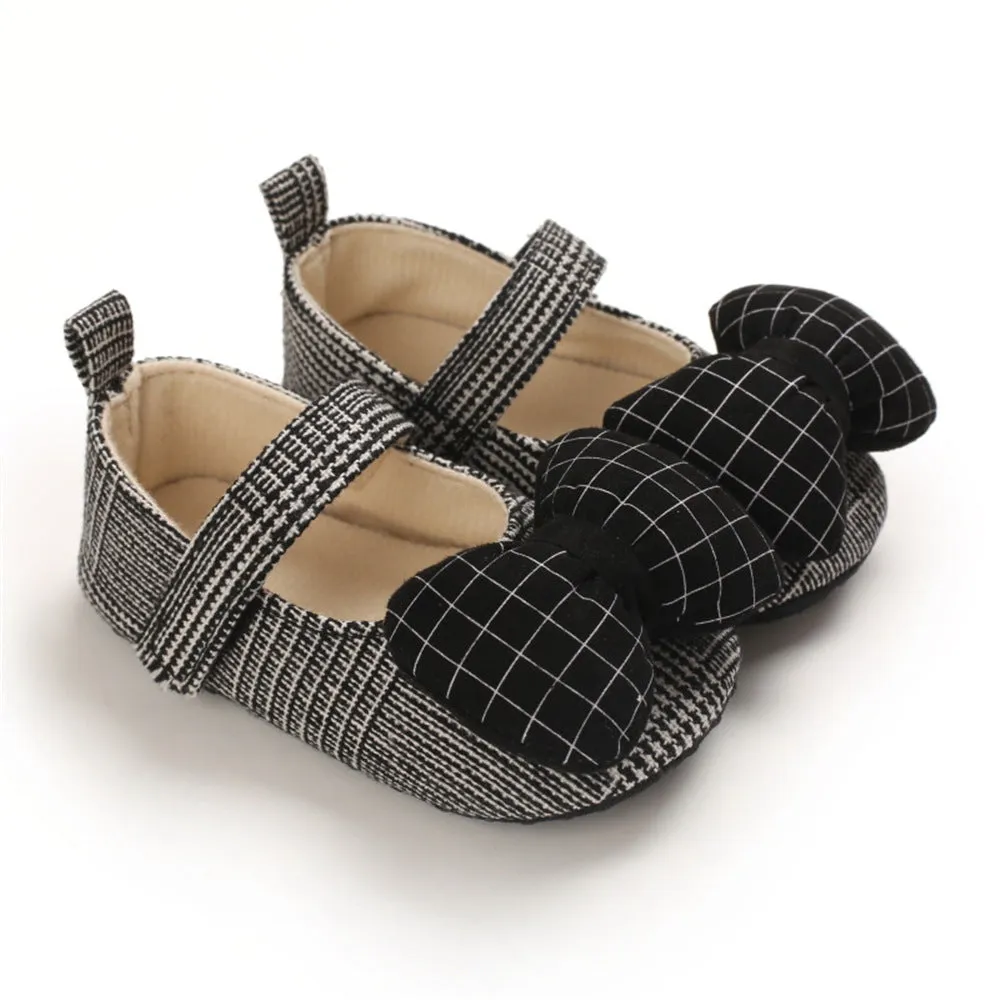 Baby Girls Plaid Bow Magic Tape Shoes Wholesale Childrens Shoes