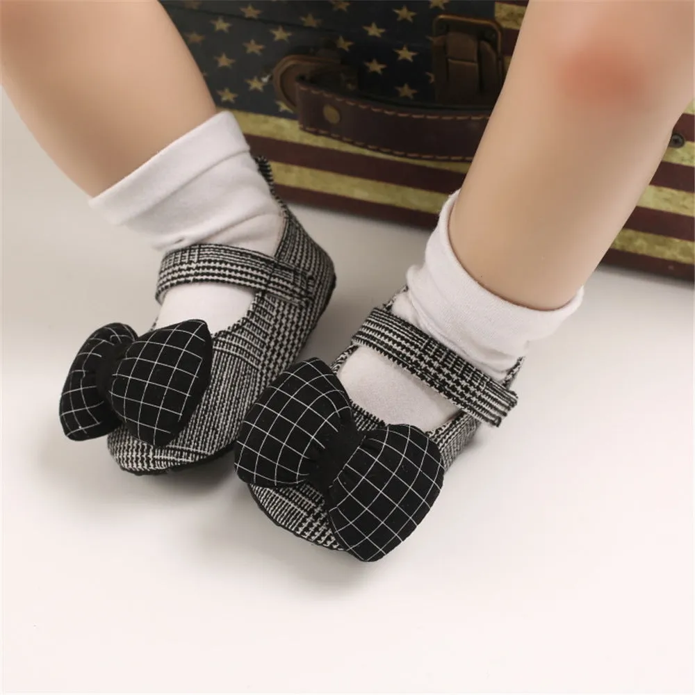 Baby Girls Plaid Bow Magic Tape Shoes Wholesale Childrens Shoes