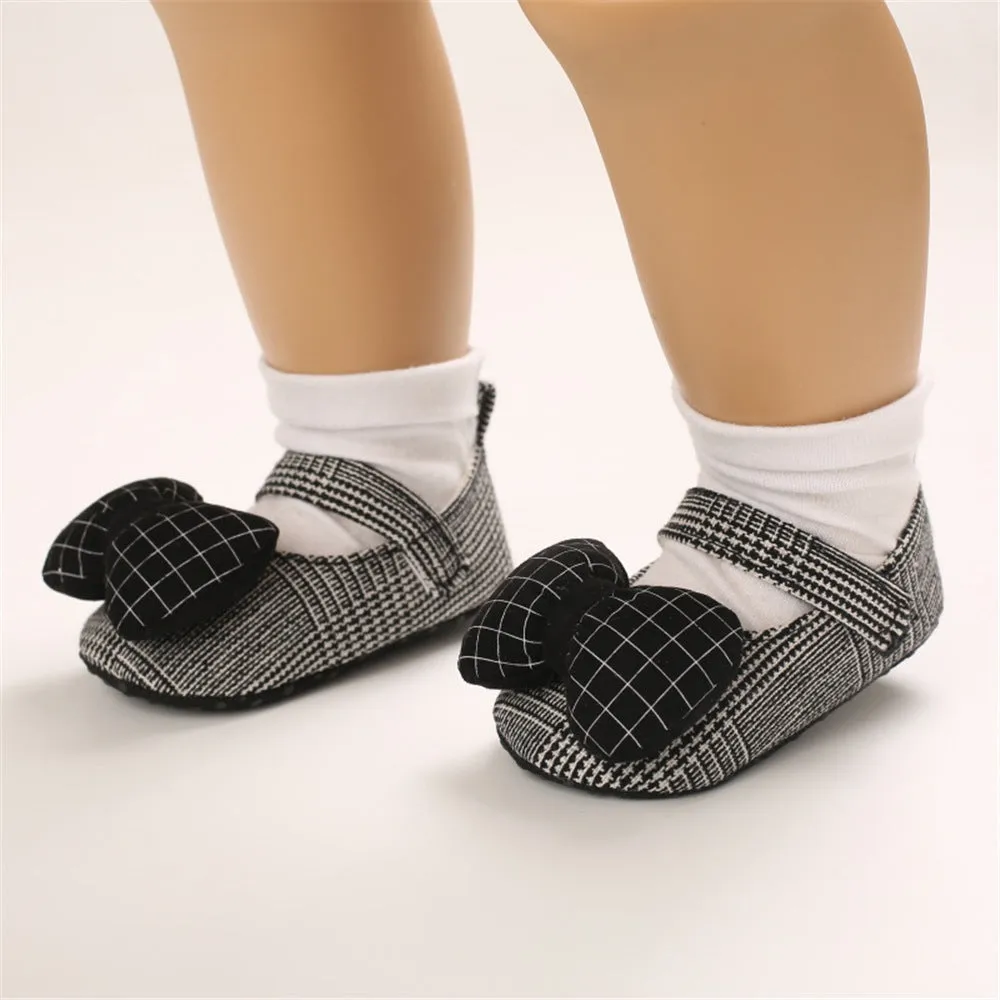 Baby Girls Plaid Bow Magic Tape Shoes Wholesale Childrens Shoes