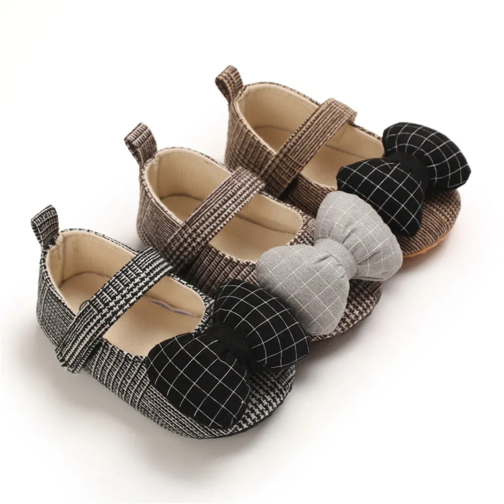 Baby Girls Plaid Bow Magic Tape Shoes Wholesale Childrens Shoes