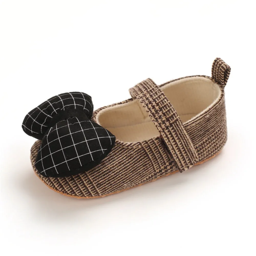 Baby Girls Plaid Bow Magic Tape Shoes Wholesale Childrens Shoes