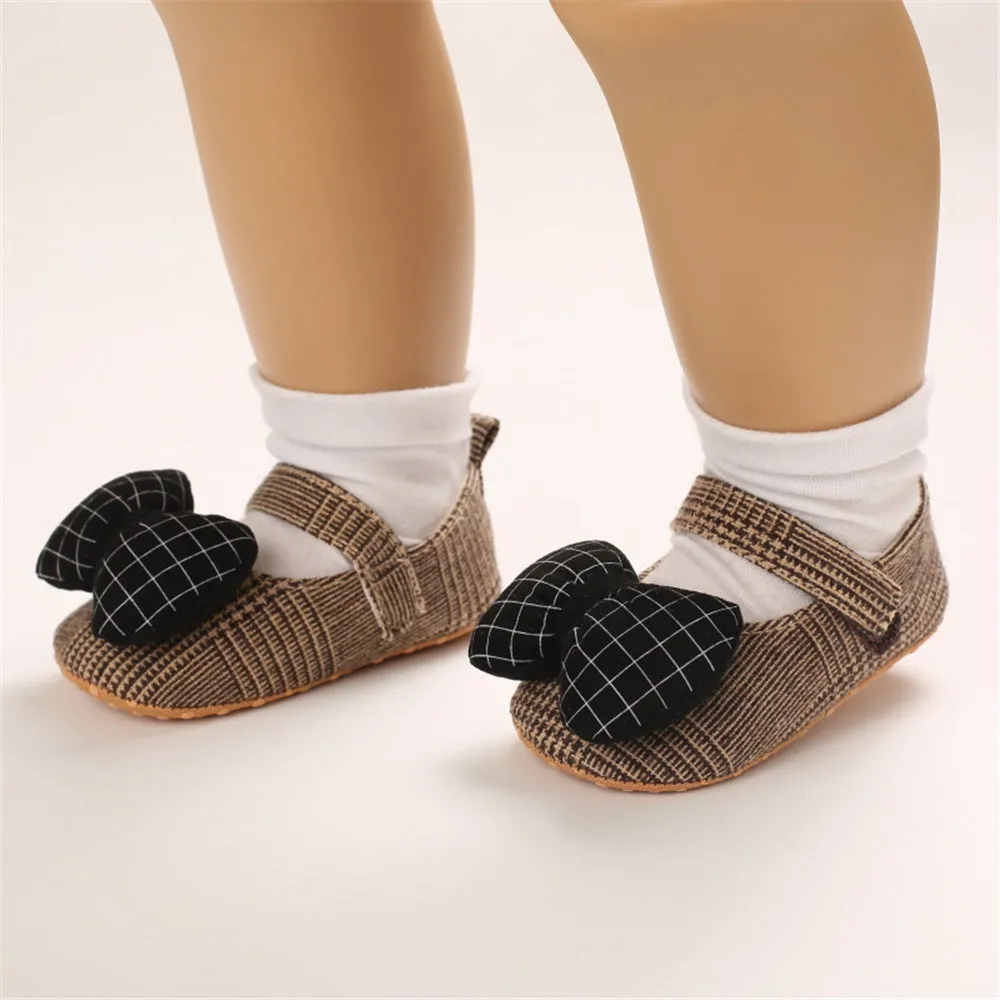 Baby Girls Plaid Bow Magic Tape Shoes Wholesale Childrens Shoes