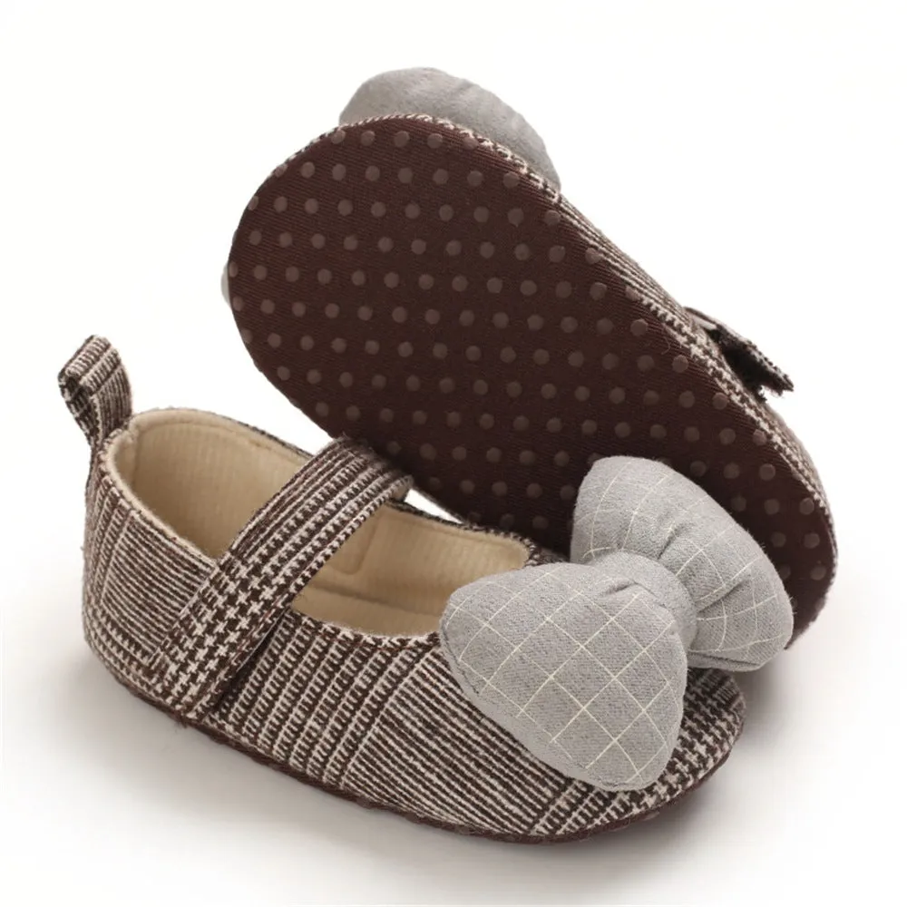 Baby Girls Plaid Bow Magic Tape Shoes Wholesale Childrens Shoes