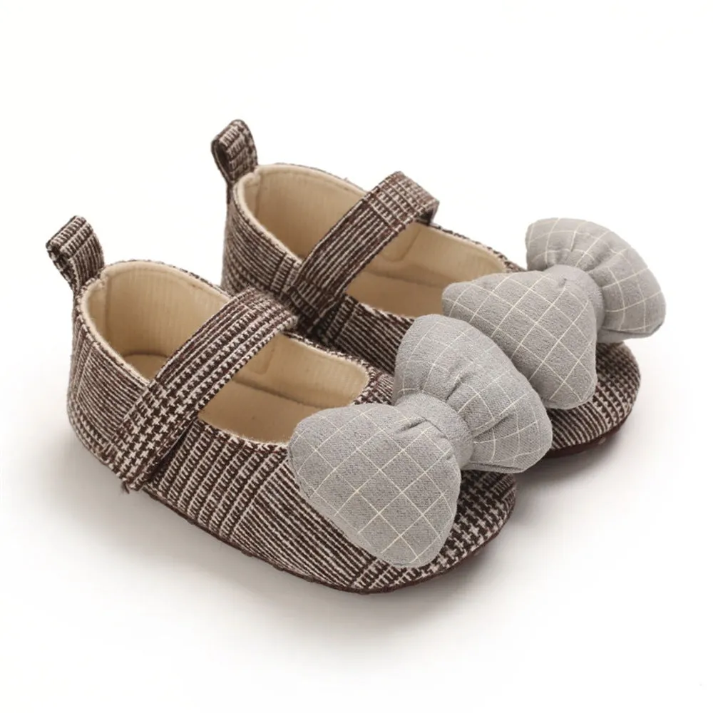 Baby Girls Plaid Bow Magic Tape Shoes Wholesale Childrens Shoes