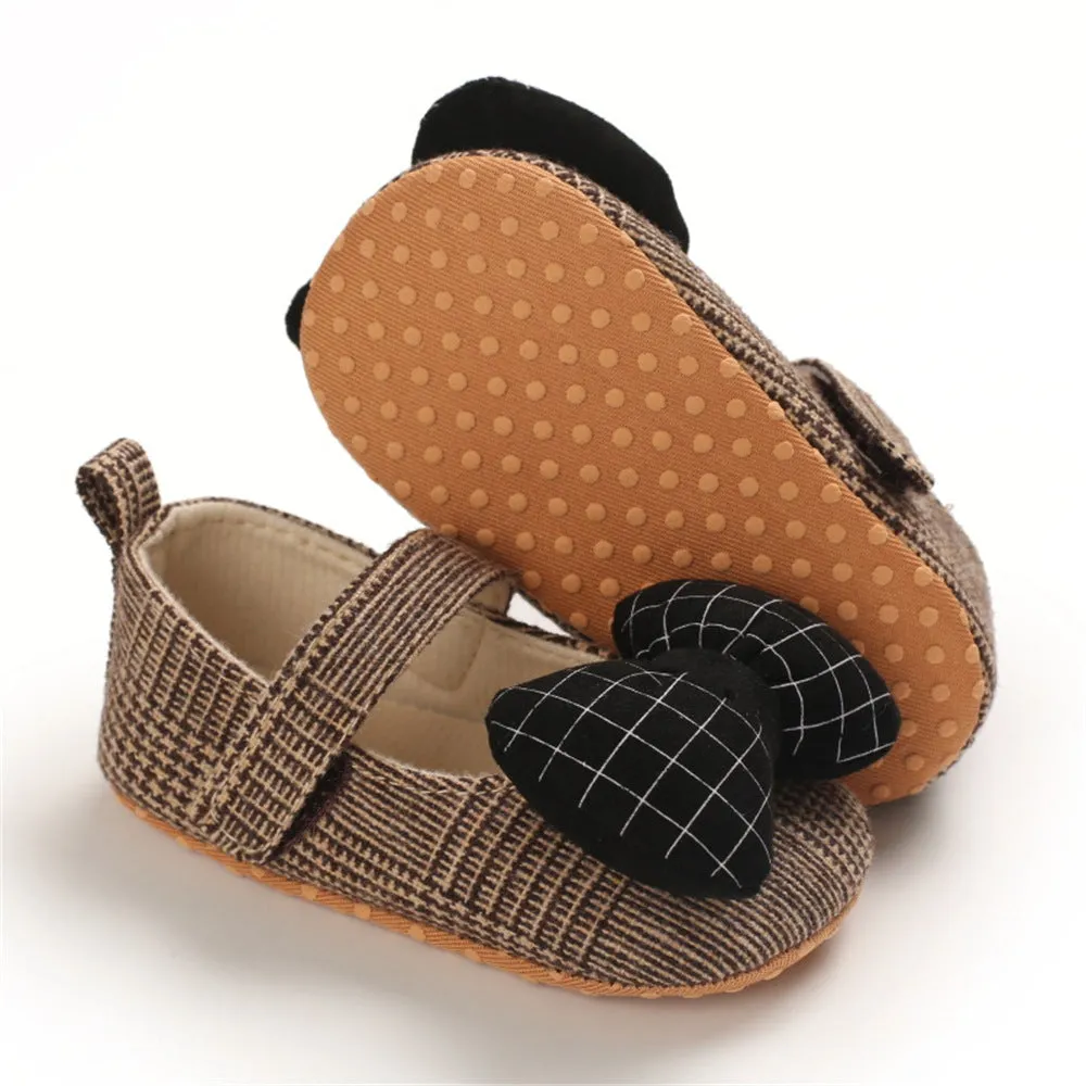 Baby Girls Plaid Bow Magic Tape Shoes Wholesale Childrens Shoes