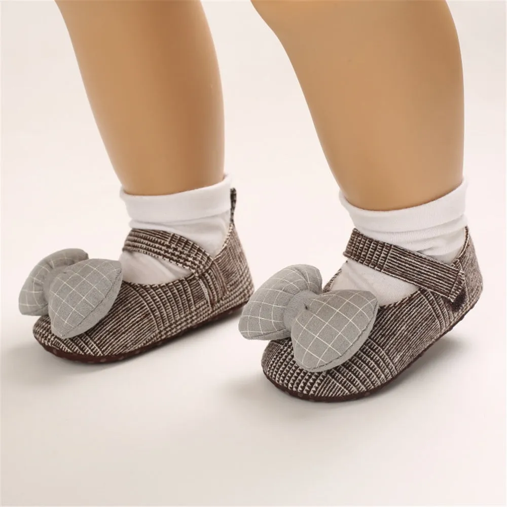 Baby Girls Plaid Bow Magic Tape Shoes Wholesale Childrens Shoes