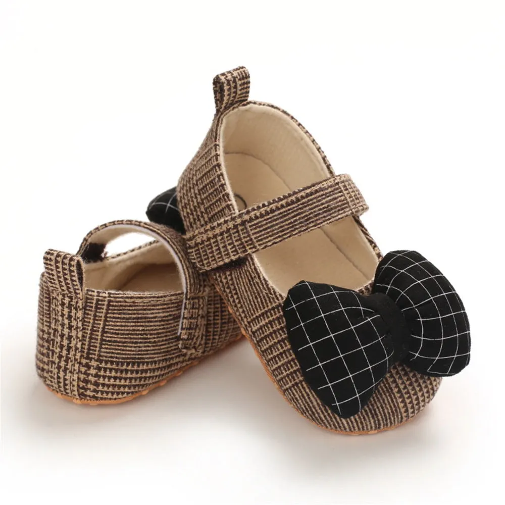 Baby Girls Plaid Bow Magic Tape Shoes Wholesale Childrens Shoes