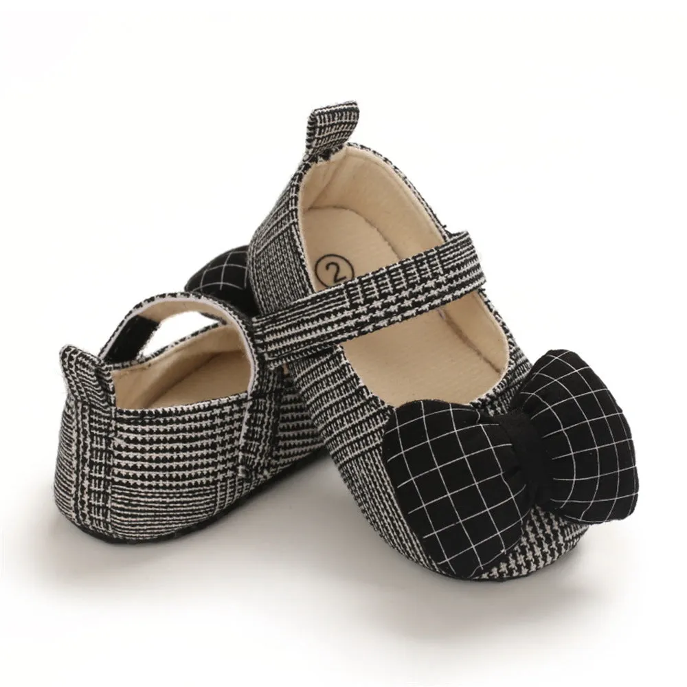 Baby Girls Plaid Bow Magic Tape Shoes Wholesale Childrens Shoes