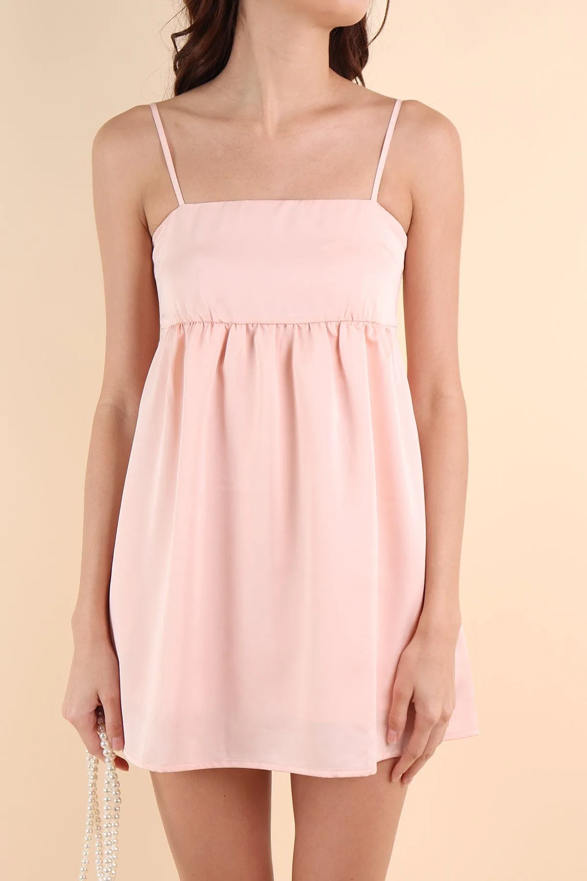 BELLUNA V3 SATIN DRESS IN PEACH PINK