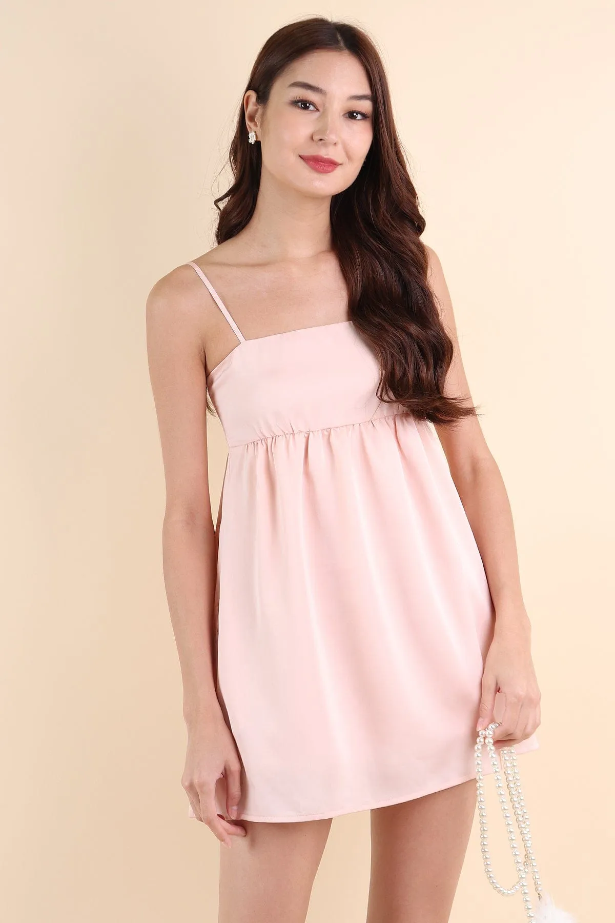 BELLUNA V3 SATIN DRESS IN PEACH PINK