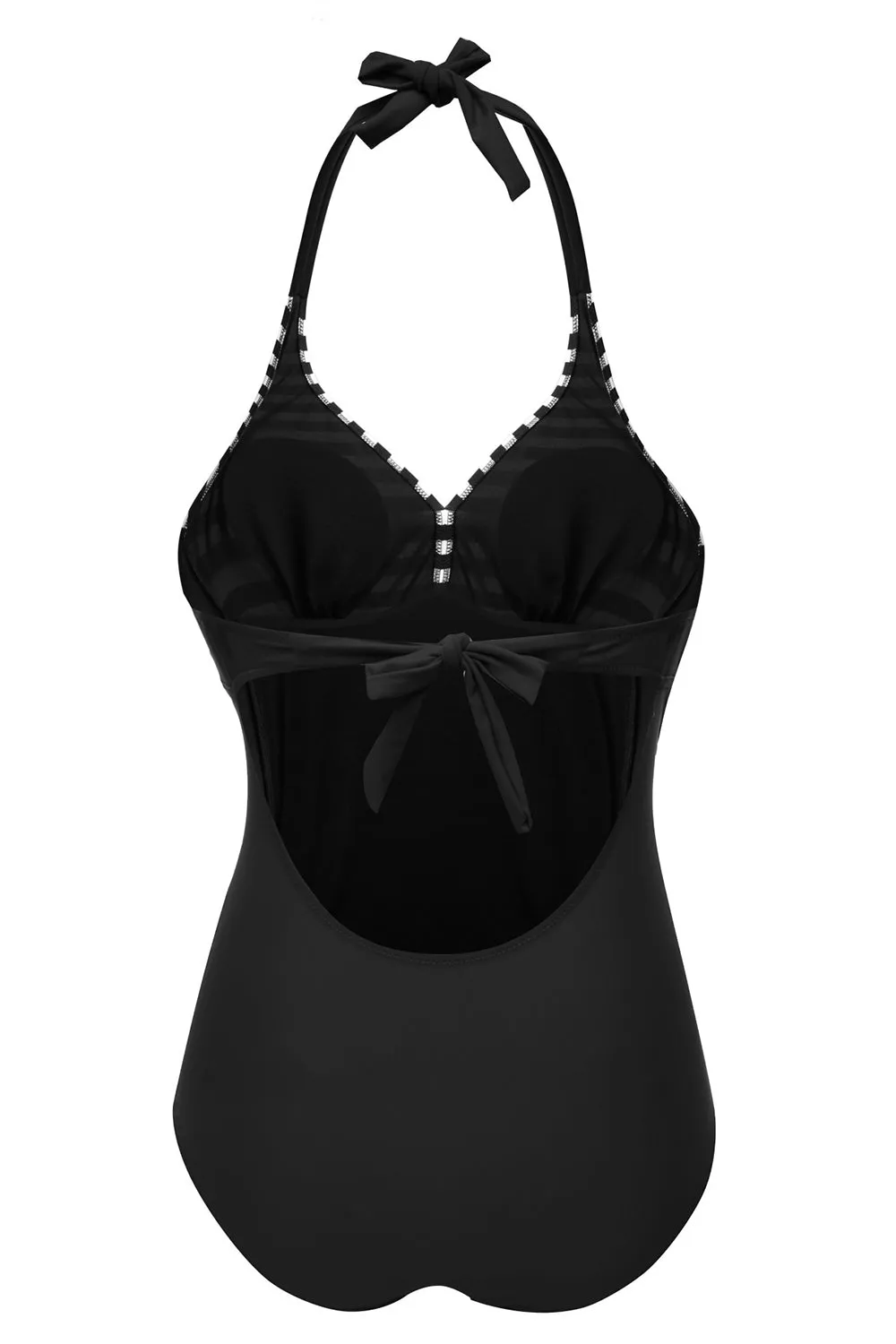 Black Halter One Piece Plus Size Swimwear