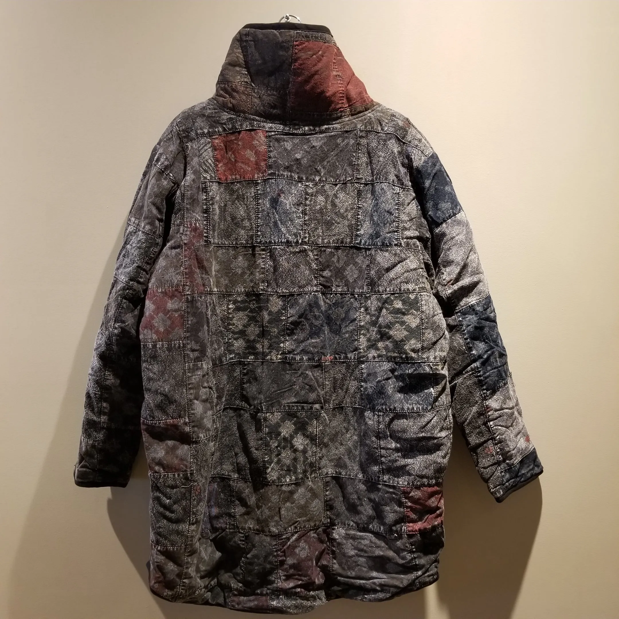 Black Stonewash Patchwork Winter Jacket 1of1