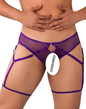 Candyman Mesh Garter Brief Purple 99625