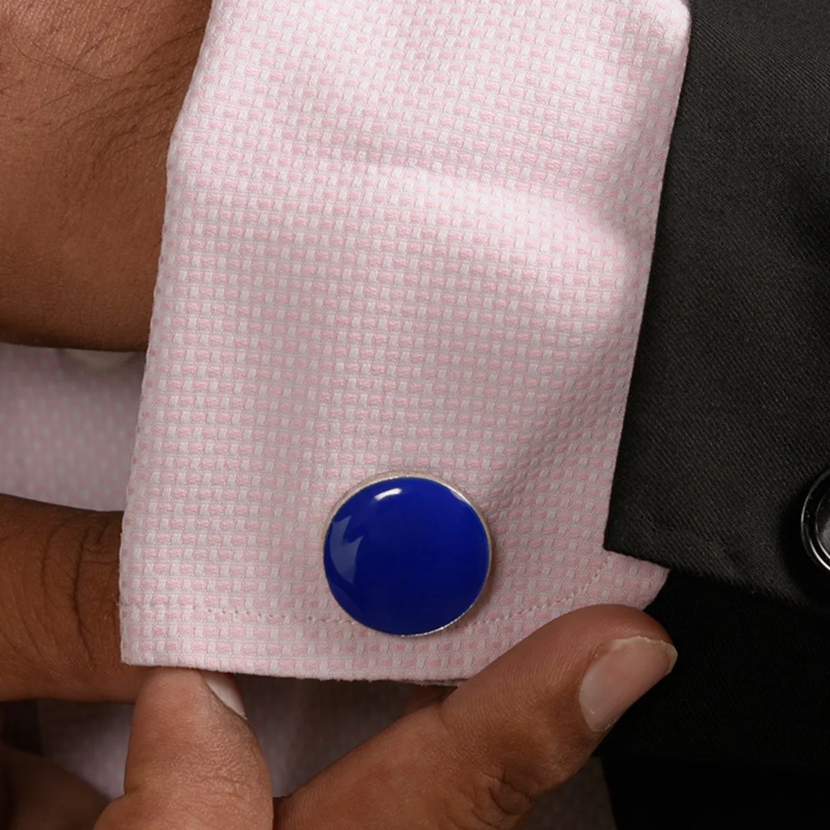 Chokore Cobalt Blue color Round shape Cufflinks