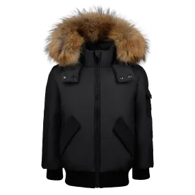 coat bomber pockets with fur - black