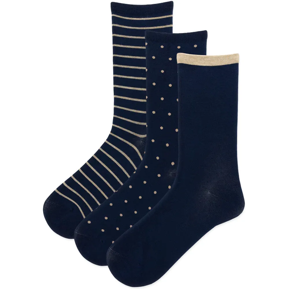 Dot Stripes Crew Sock 3 Pair Pack