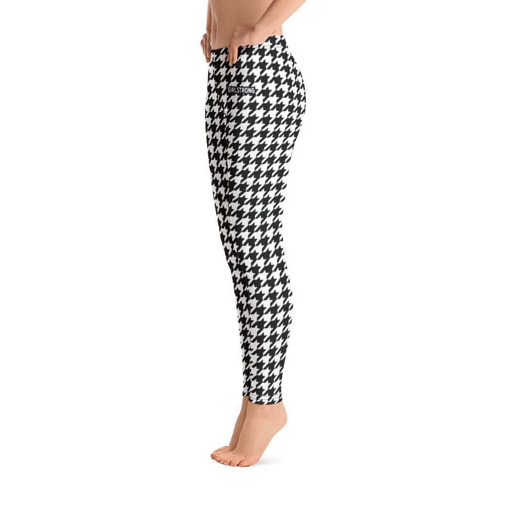 ELEVATED ESSENTIALS, SLIM AND SCULPT LEGGING BLACK WHITE HOUNDSTOOTH