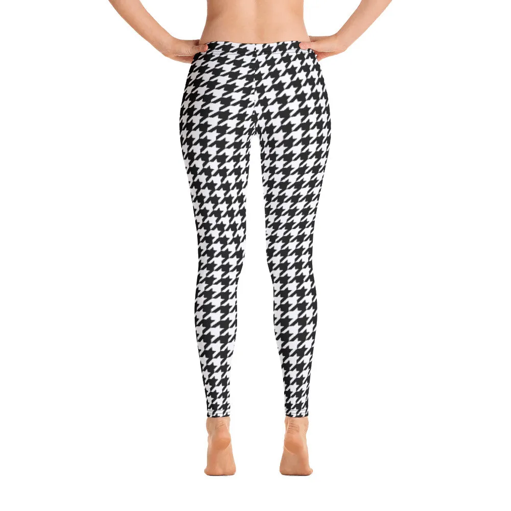 ELEVATED ESSENTIALS, SLIM AND SCULPT LEGGING BLACK WHITE HOUNDSTOOTH