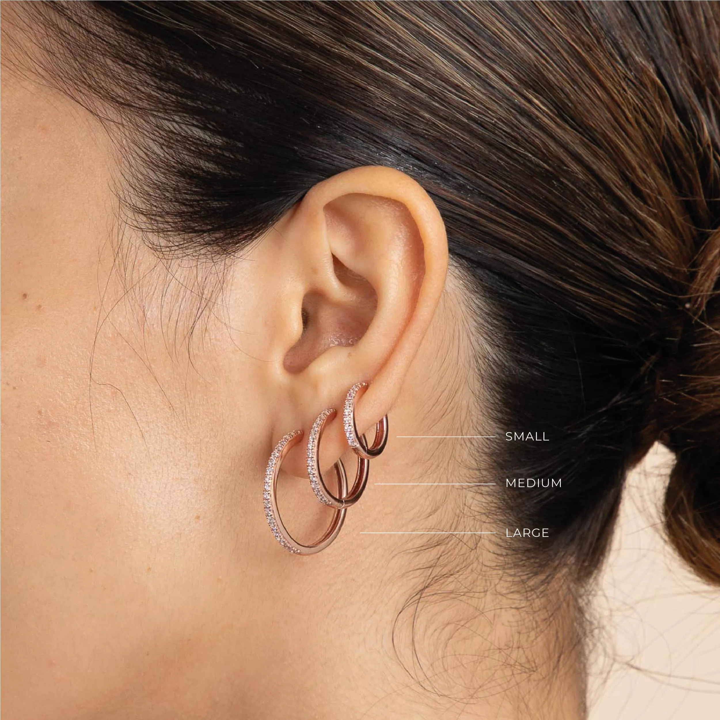 Essential Crystal Small Hoops in Rose Gold