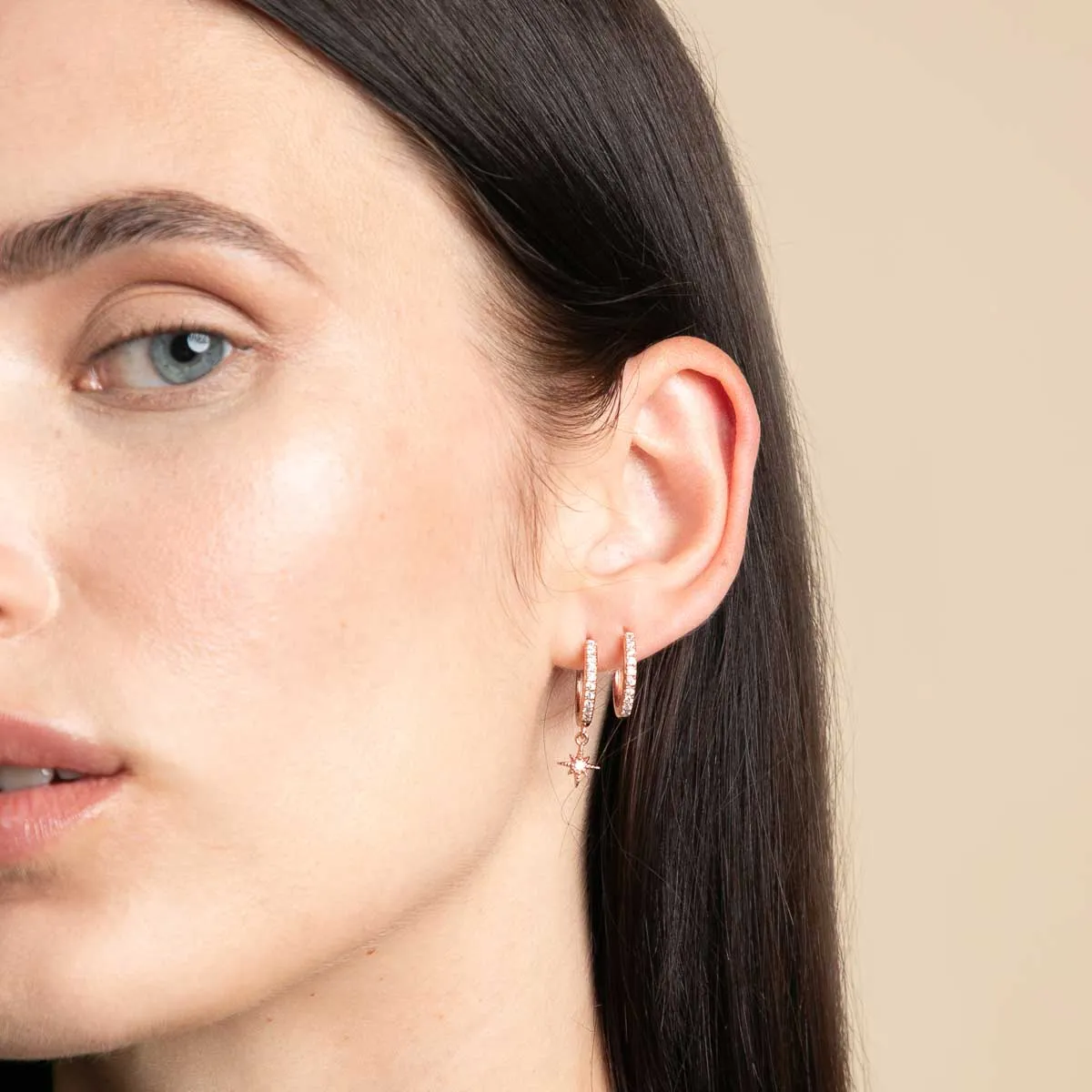 Essential Crystal Small Hoops in Rose Gold