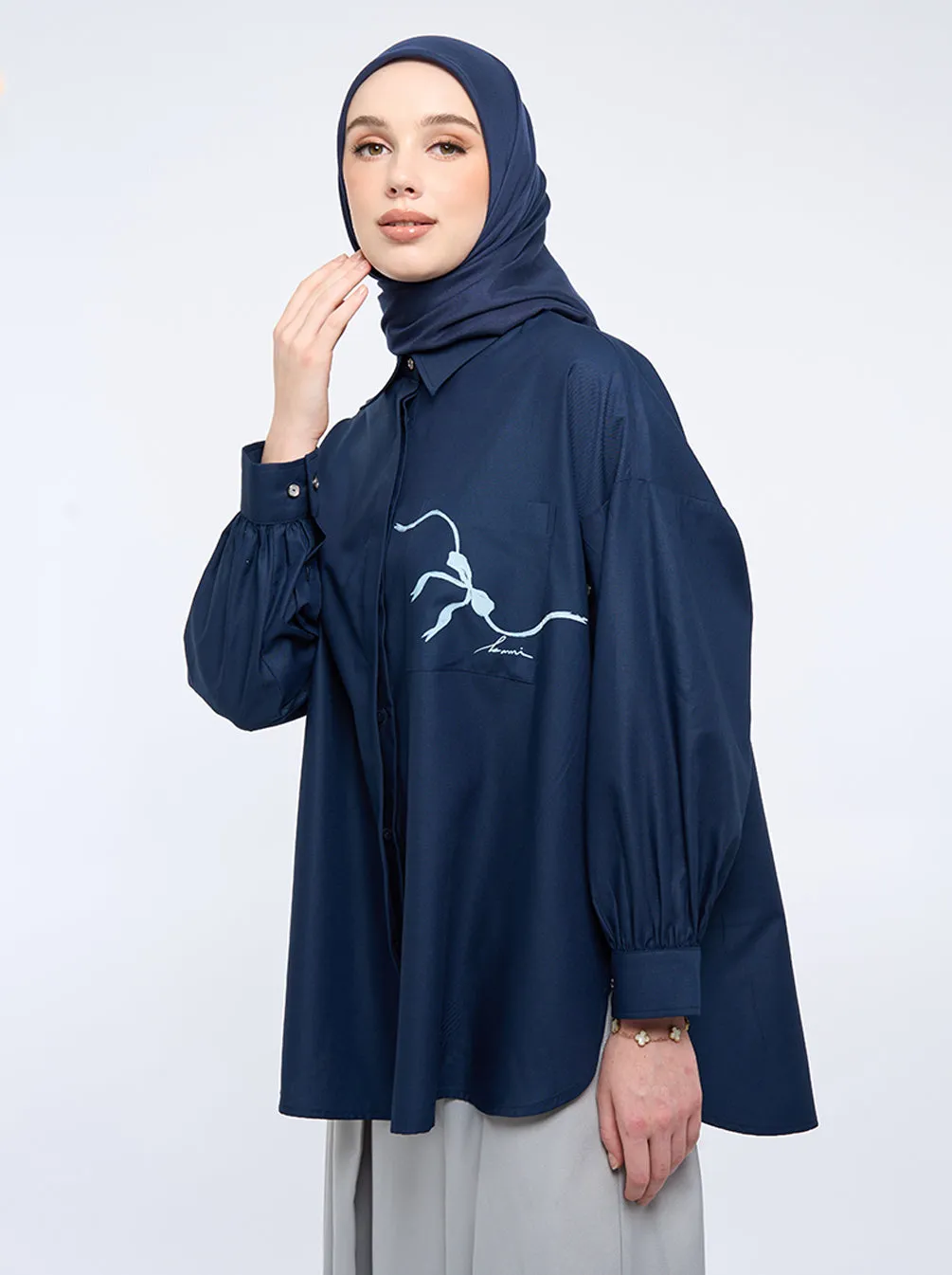 FLOREN PRINTING POCKET TOP NAVY