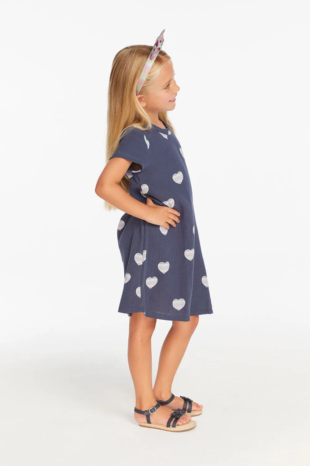 Girls Beach Heart T- Shirt Dress