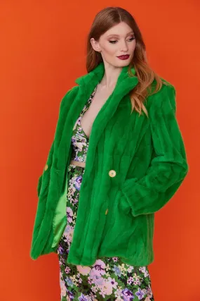 Green Faux Fur Midi Coat