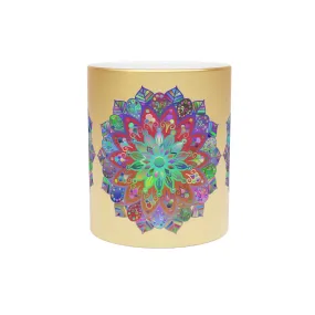 Handmade Mandala Art Metallic Mug - Unique Gift