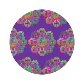 Handmade Mandala Round Rug - Vibrant Grape Background - 60" Chenille