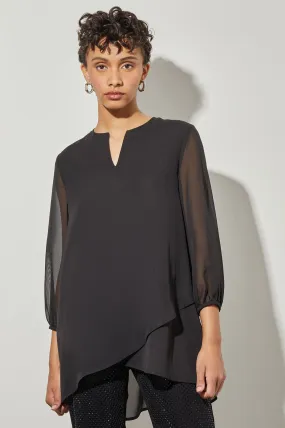 High-Low Blouse - Split Neck Chiffon