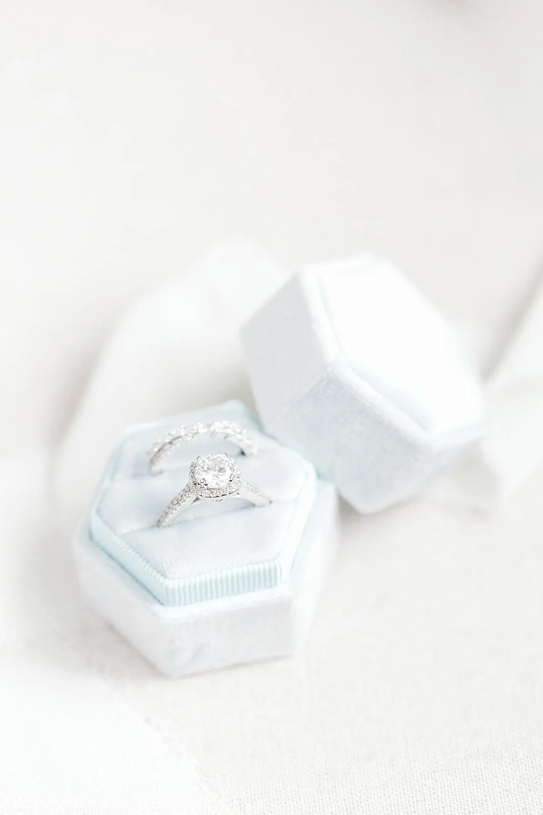 Ice Blue Hexagon Ring Box