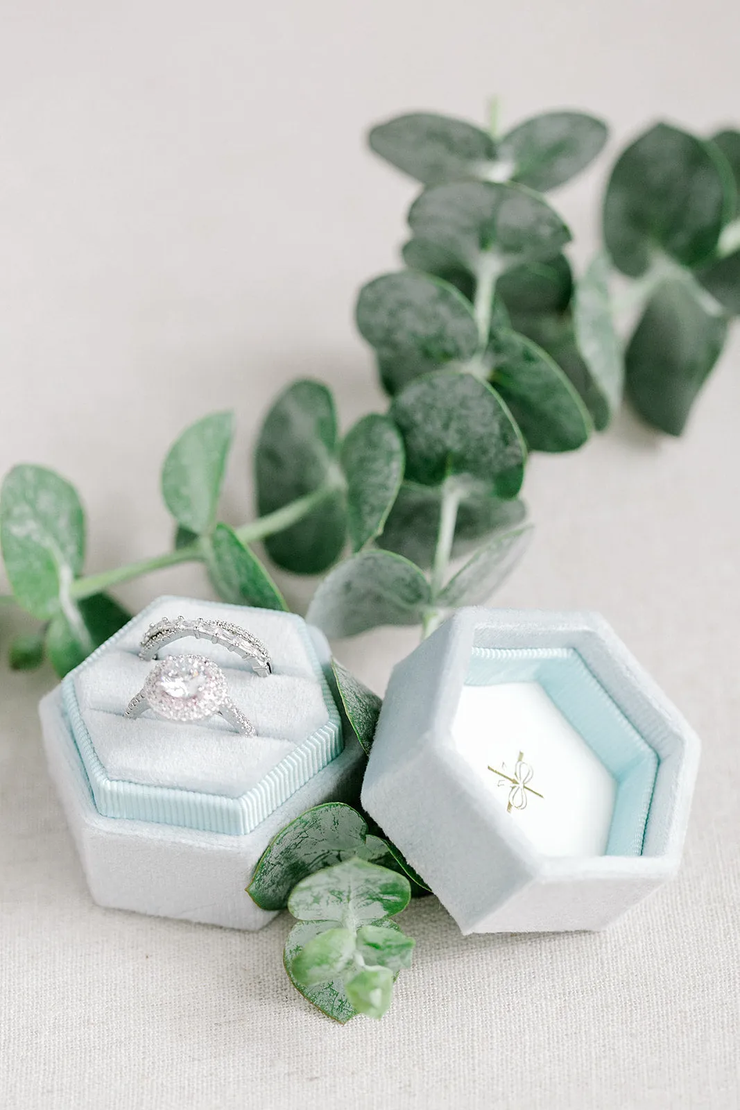 Ice Blue Hexagon Ring Box