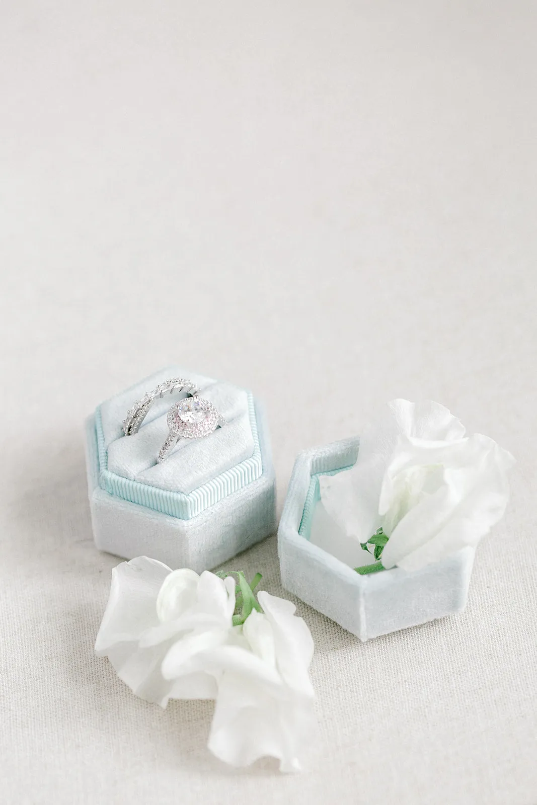 Ice Blue Hexagon Ring Box