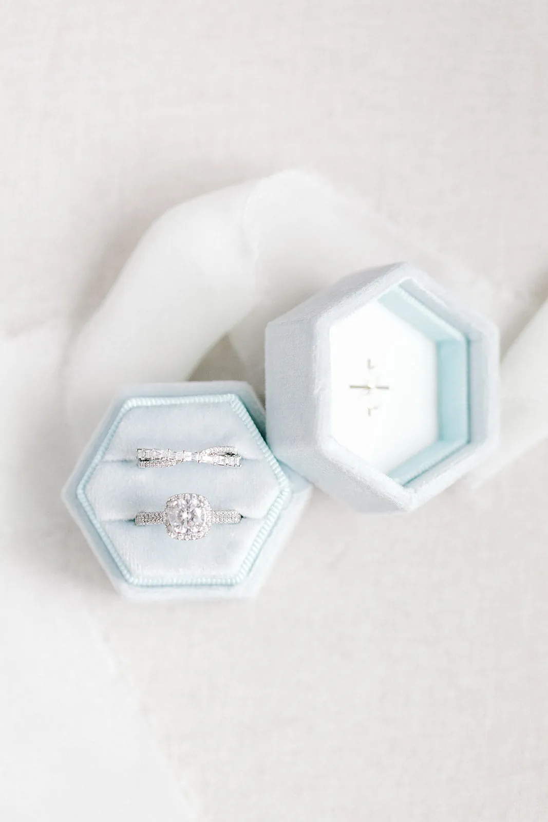 Ice Blue Hexagon Ring Box