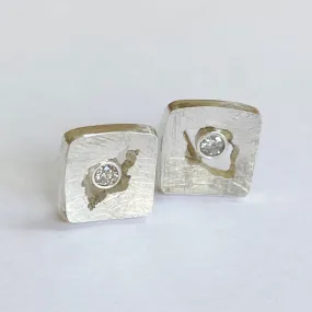 Jennifer Lippman Bruno Design - Earrings - Cutting Edge Square Studs #ESSD-030