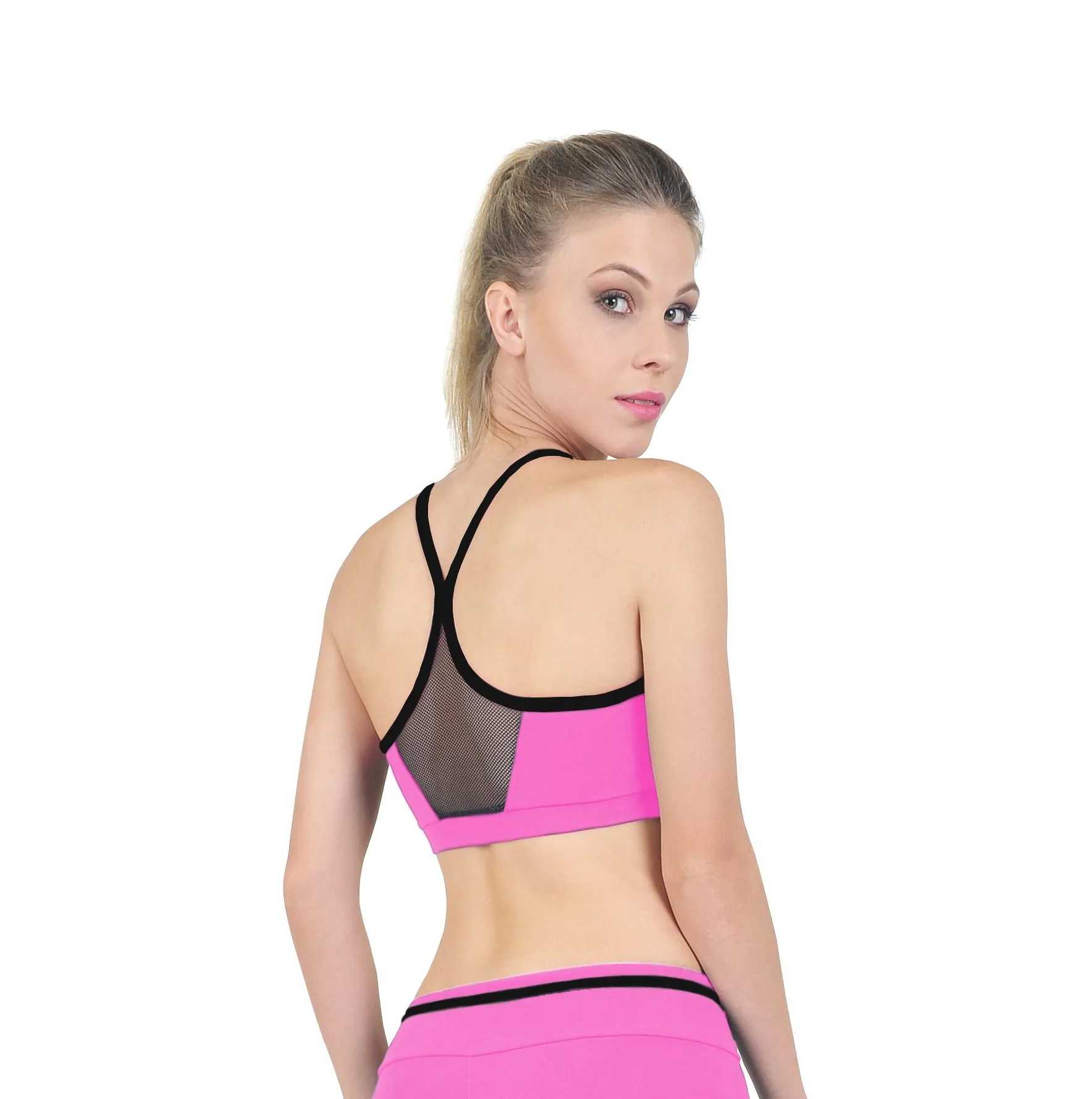 Last Chance! Bia Brazil Padded Y Back Bra With Mesh BT3363 Bubble Gum pink/Black