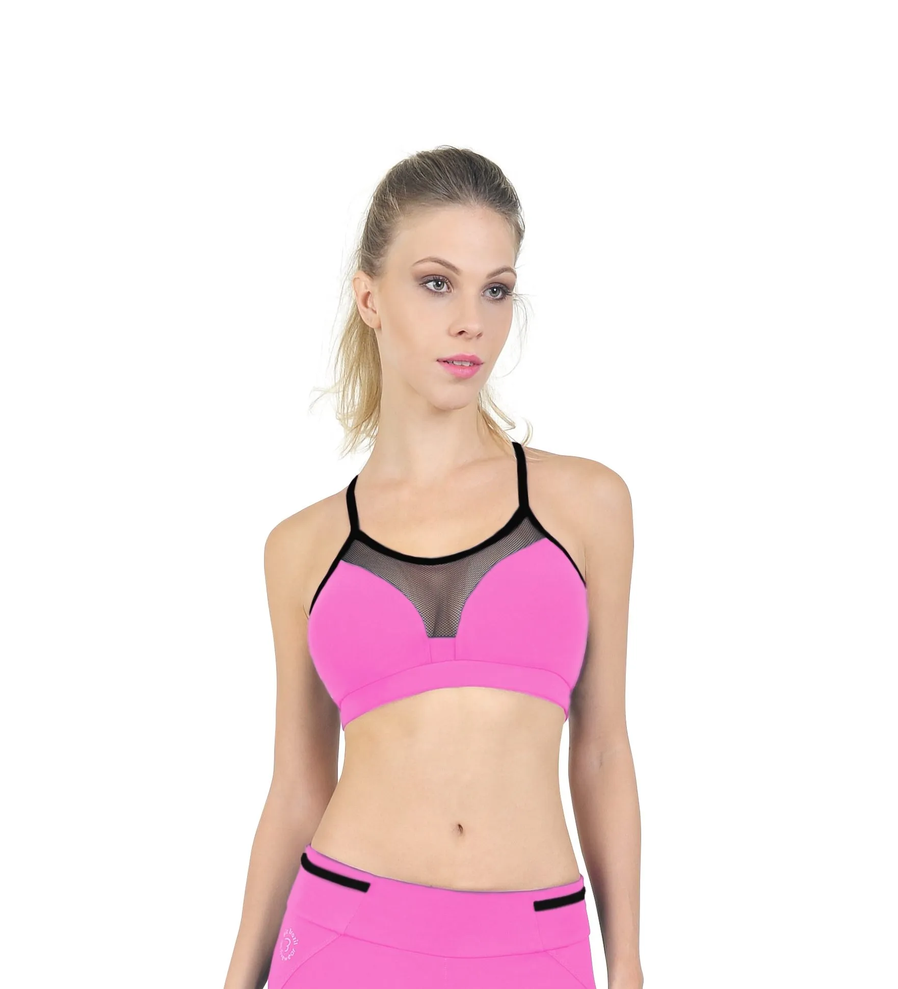 Last Chance! Bia Brazil Padded Y Back Bra With Mesh BT3363 Bubble Gum pink/Black