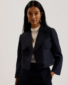 Miki Tailored Organza Cropped Jacket Dk-Blue