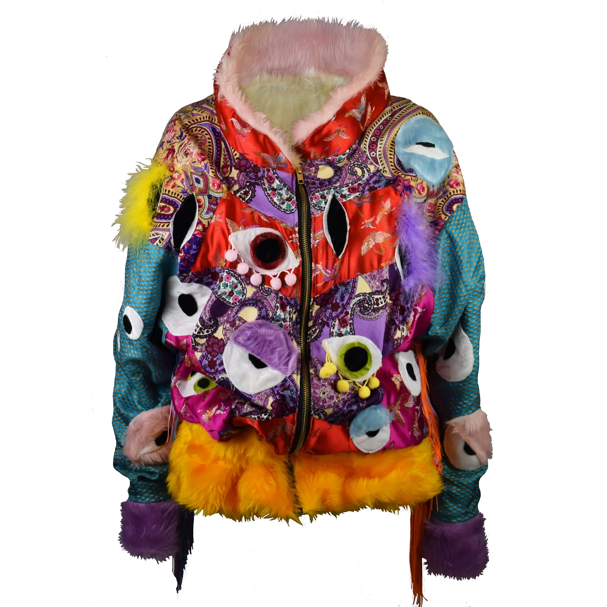 Patchwork Trippin Eye Bomber Jacket