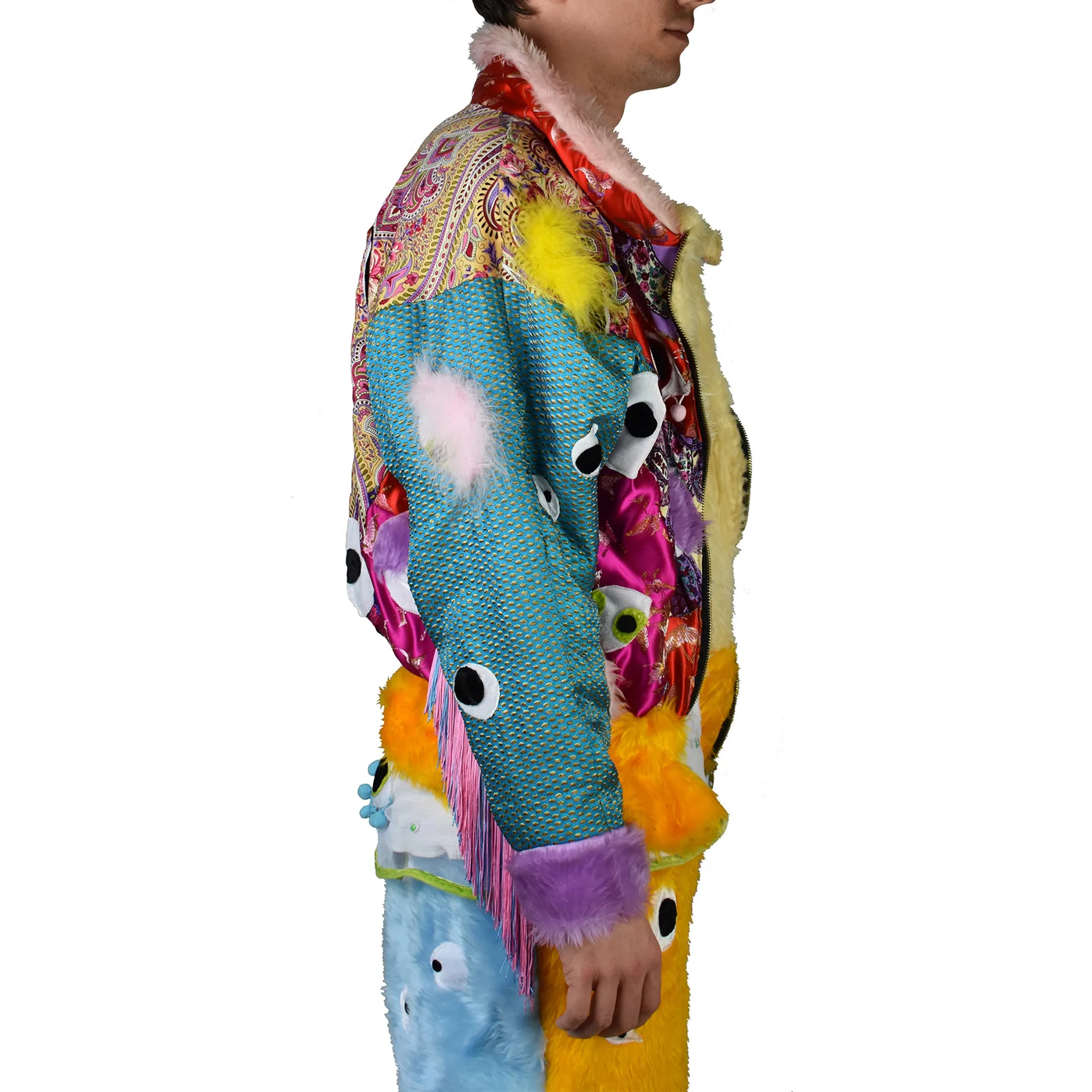 Patchwork Trippin Eye Bomber Jacket