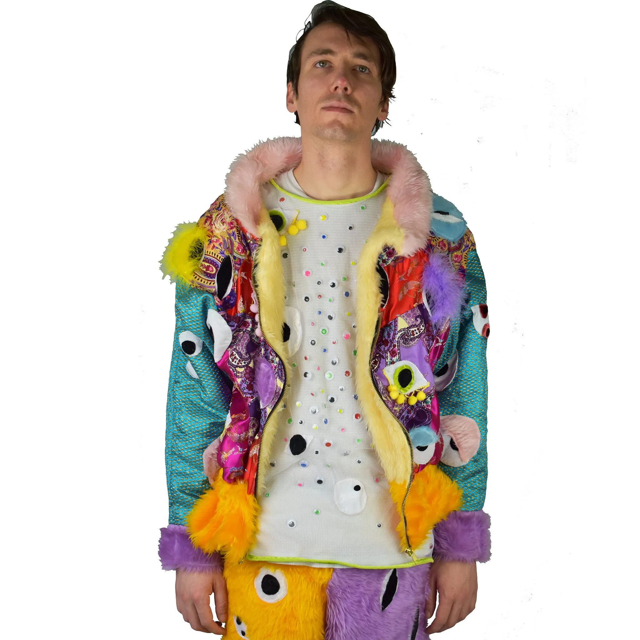 Patchwork Trippin Eye Bomber Jacket