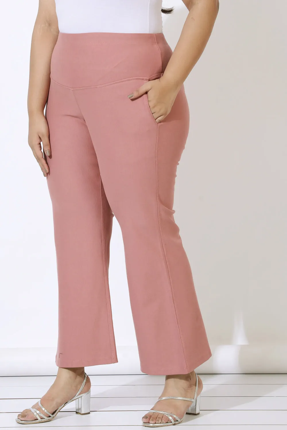 Plus Size Dusty Pink Tummy Shaper Bell Bottom